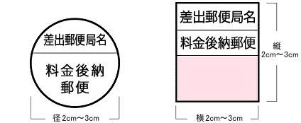 料金後納郵便の表記例